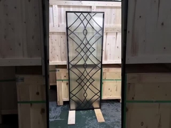 A porta de ferro forjado 22*64 mais vendida do Canadá Insere vidro de 12*12 barras de aço para portas de fibra de vidro