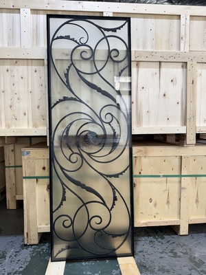 A porta de ferro forjado 22*64 mais vendida do Canadá Insere vidro de 12*12 barras de aço para portas de fibra de vidro