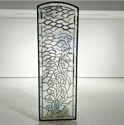 Painel de vidro decorativo de porta de entrada artesanal com design intrincado para portas de entrada da frente